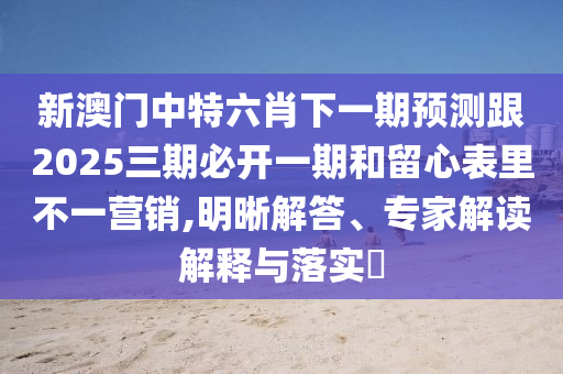 新澳門中特六肖下一期預(yù)測跟2025三期必開一期和留心表里不一營銷,明晰解答、專家解讀解釋與落實?