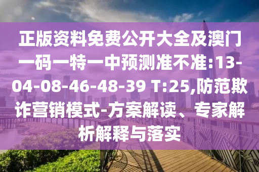 正版資料免費(fèi)公開大全及澳門一碼一特一中預(yù)測(cè)準(zhǔn)不準(zhǔn):13-04-08-46-48-39 T:25,防范欺詐營(yíng)銷模式-方案解讀、專家解析解釋與落實(shí)